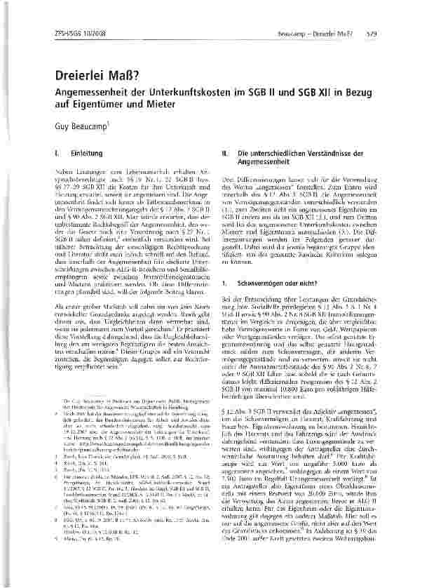 Vorschauseite 1: Dreierlei Maß?Angemessenheit der Unterkunftskosten im SGB II und SGB XII in Bezug auf Eigentümer und Mieter