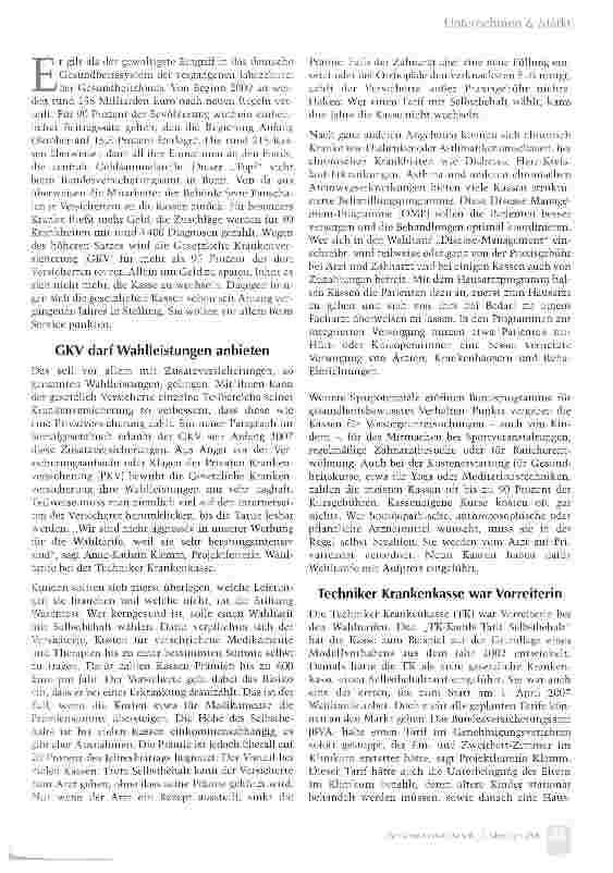 Vorschauseite 2: Viele Wahltarife, aber wenig Resonanz