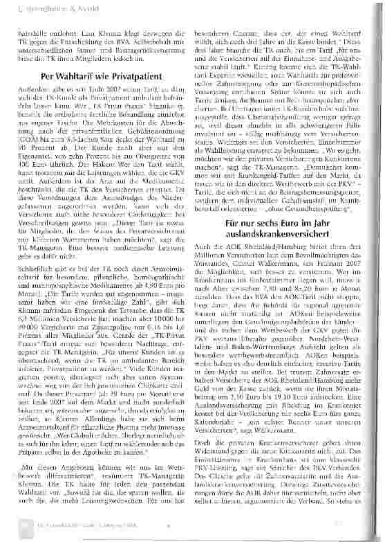 Vorschauseite 3: Viele Wahltarife, aber wenig Resonanz
