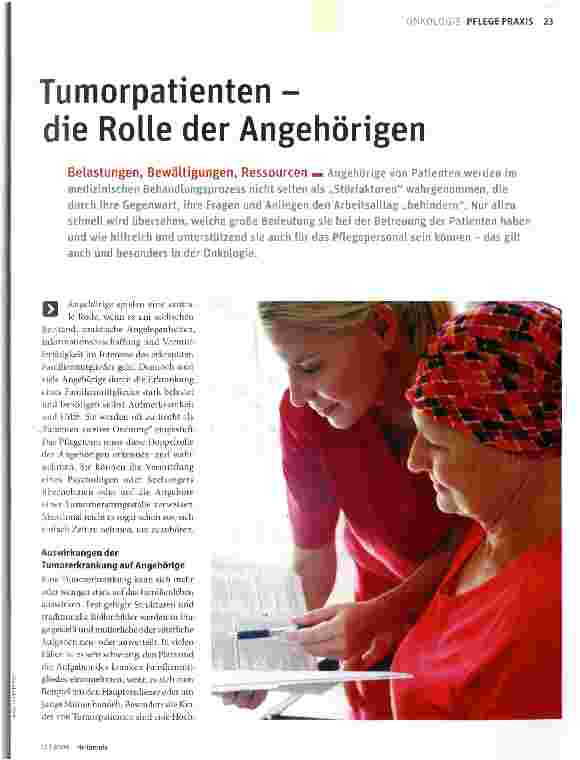 Vorschauseite 1: Tumorpatienten - die Rolle der Angehörigen