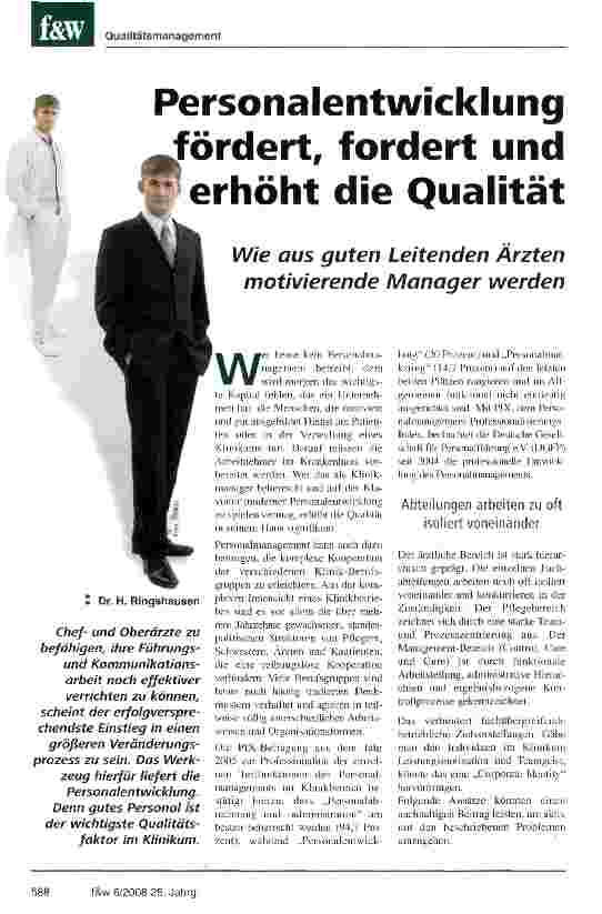 Vorschauseite 1: Personalentwicklung fördert, fordert und erhöht die QualitätWie aus guten Leitenden Ärzten motivierende Manager werden