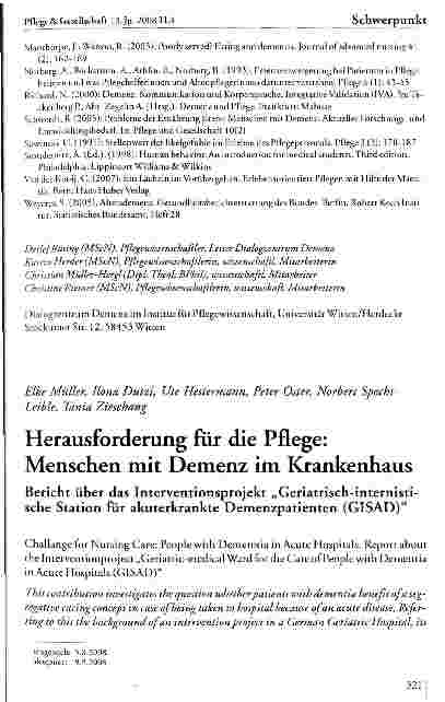 Vorschauseite 1: Herausforderung für die Pflege: Menschen mit Demenz im Krankenhaus