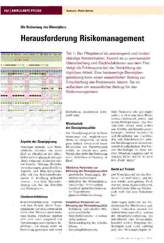 Vorschauseite 1: Die Bedeutung des DienstplansHerausforderung Risikomanagement