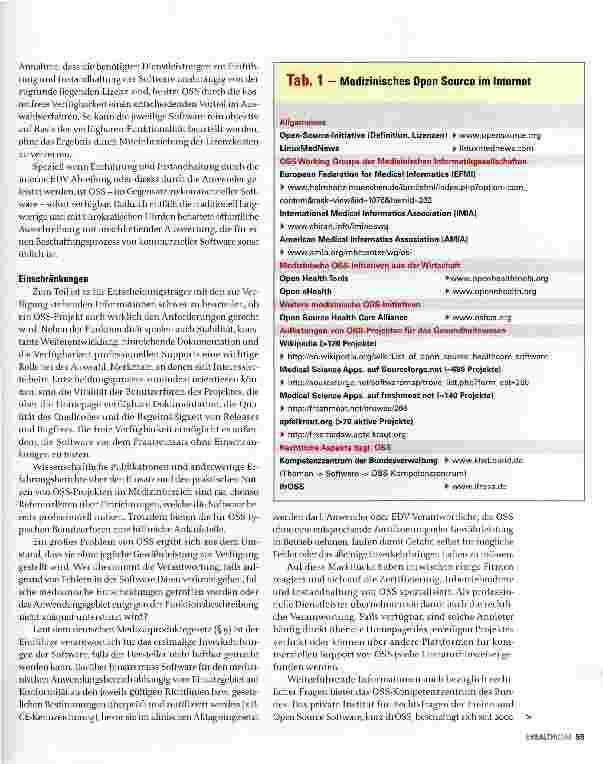 Vorschauseite 2: Open Source - Vorund Nachteile für den Einsatz im Gesundheitswesen