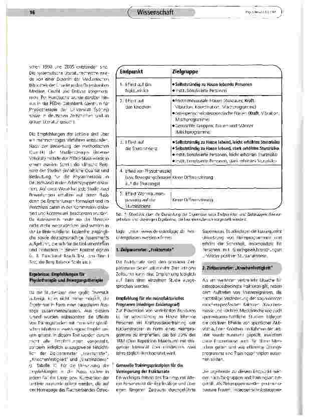 Vorschauseite 4: Beitrag zur Evidenzbasierung Osteoporose-Leitlinien für die Physiotherapie