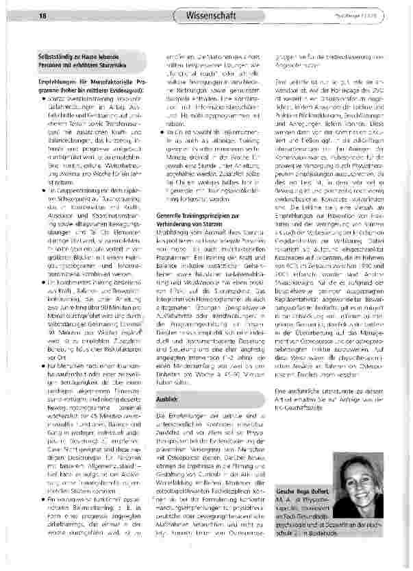 Vorschauseite 6: Beitrag zur Evidenzbasierung Osteoporose-Leitlinien für die Physiotherapie