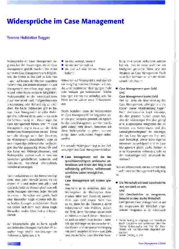 Vorschauseite 1: Widersprüche im Case Management