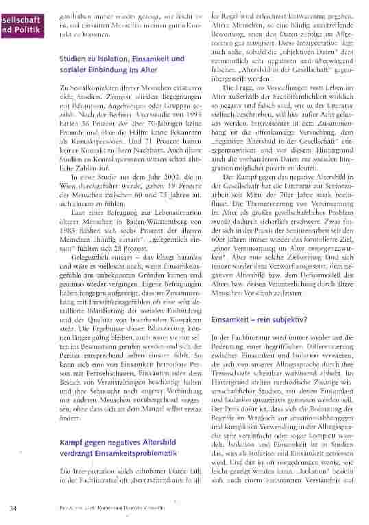 Vorschauseite 2: Eine Gesellschaft ohne Einsamkeit?