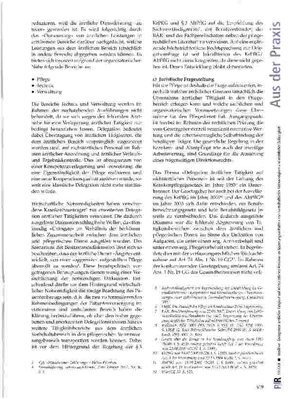 Vorschauseite 2: Delegation ärztlicher Tätigkeit auf nichtärztliches Personal im Spannungsverhältnis von wirtschaftlicher Notwendigkeit und rechtlicher Zulässigkeit