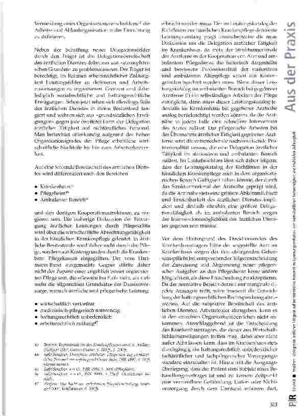 Vorschauseite 6: Delegation ärztlicher Tätigkeit auf nichtärztliches Personal im Spannungsverhältnis von wirtschaftlicher Notwendigkeit und rechtlicher Zulässigkeit