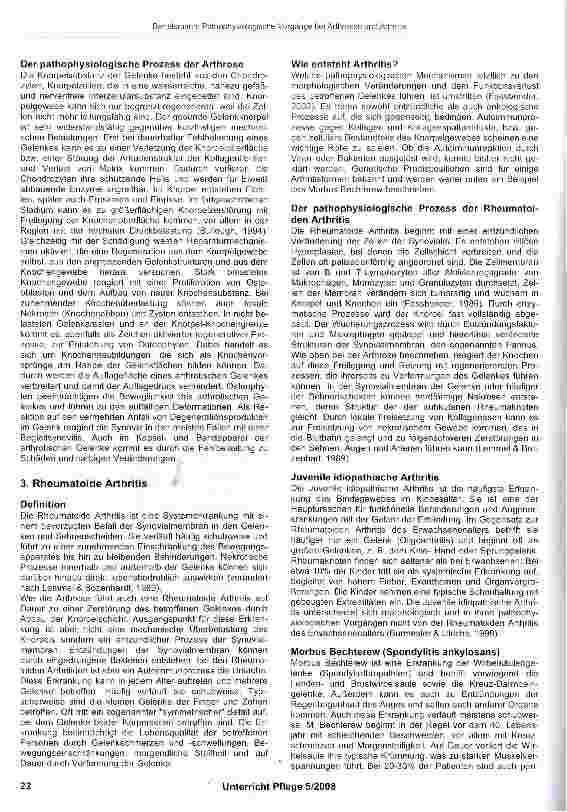 Vorschauseite 2: Pathophysiologische Vorgänge bei Arth rosen und Arthritis