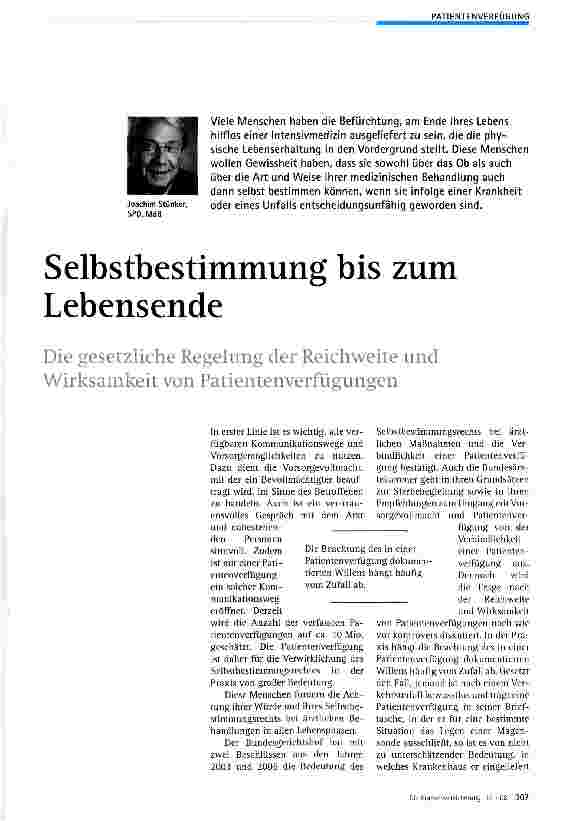 Vorschauseite 1: Selbstbestimmung bis zum Lebensende