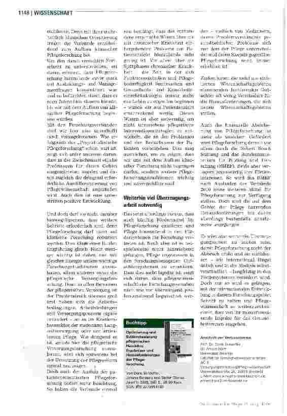 Vorschauseite 3: Pflegeforschungsverbünde bringen die Pflegewissenschaft voran