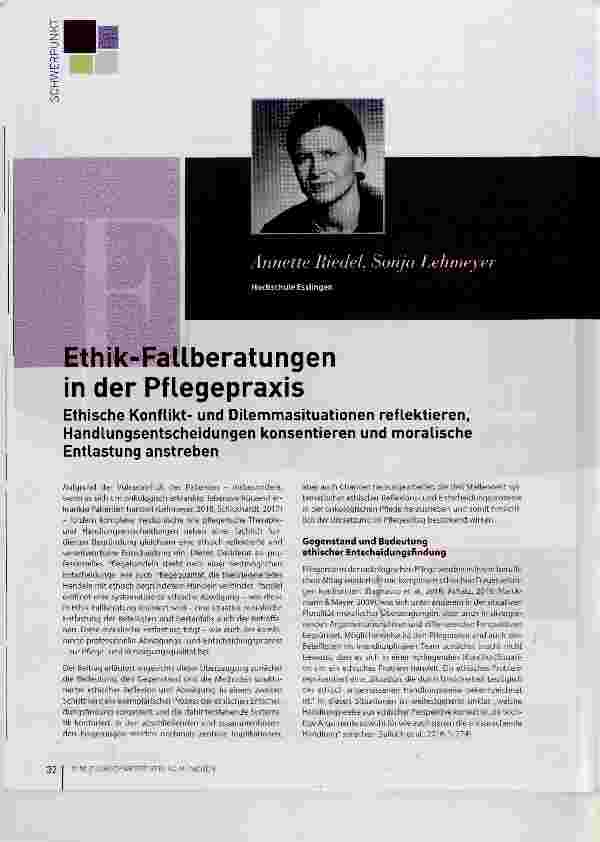 Vorschauseite 1: Ethik-Fallberatungen in der Pflegepraxis
