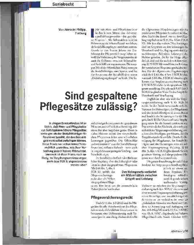 Vorschauseite 1: Sind gespaltene Pflegesätze zulässig?