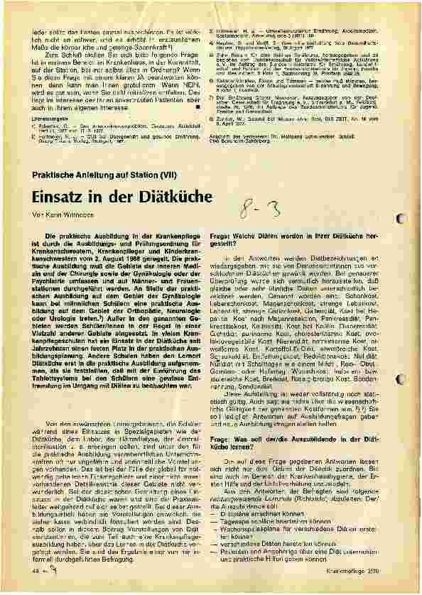 Vorschauseite 1: Einsatz in der Diätküche Praktische Anleitung auf Station (VII)