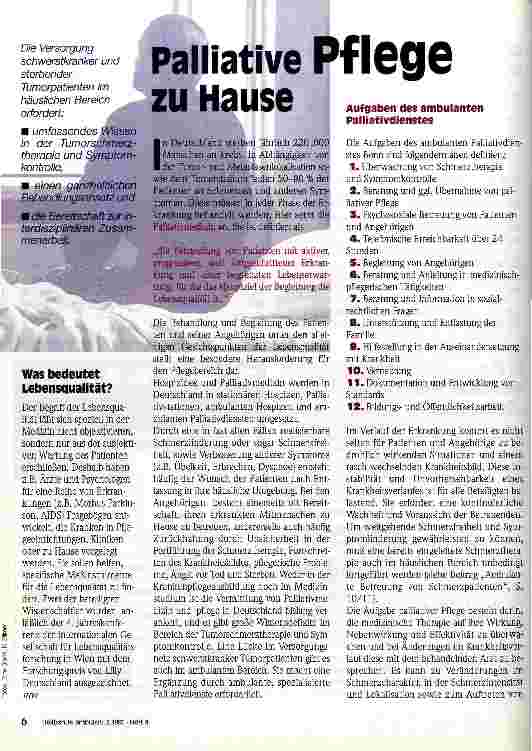 Vorschauseite 1: Palliative Pflege zuhause Aufgaben des ambulanten Palliativdienstes