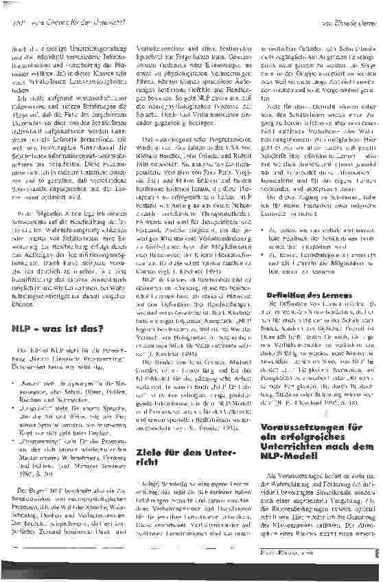 Vorschauseite 2: NLP - eine Chance für den Unterricht?