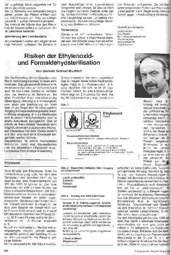 Vorschauseite 1: Risiken der Ethylenoxidund Formaldehydsterilisation