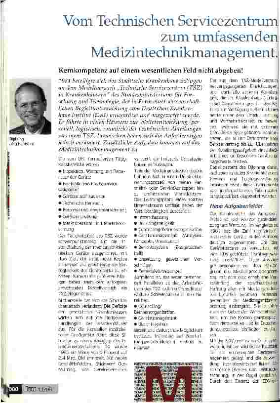 Vorschauseite 1: Vom Technischen Servicezentrum zum umfassenden Medizintechnikmanagement