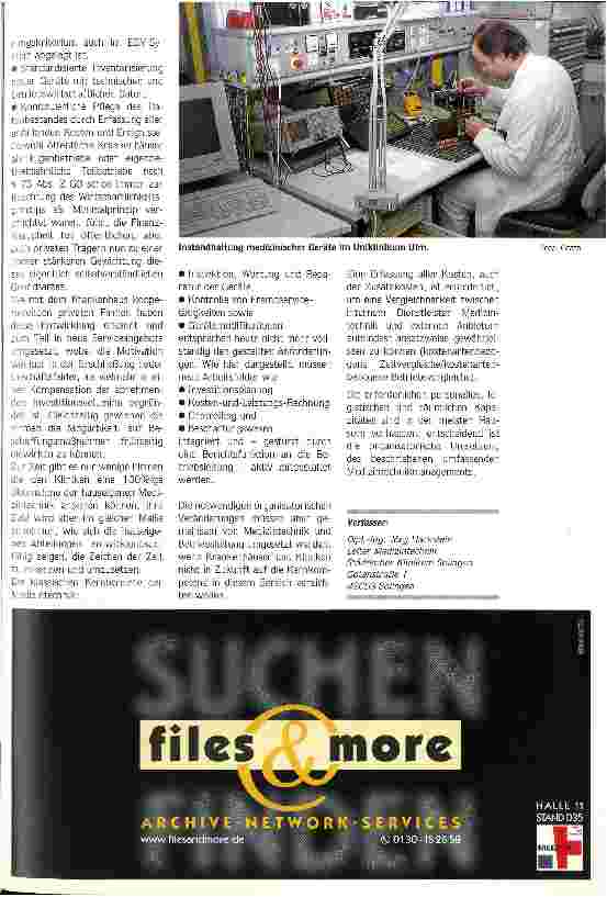 Vorschauseite 4: Vom Technischen Servicezentrum zum umfassenden Medizintechnikmanagement