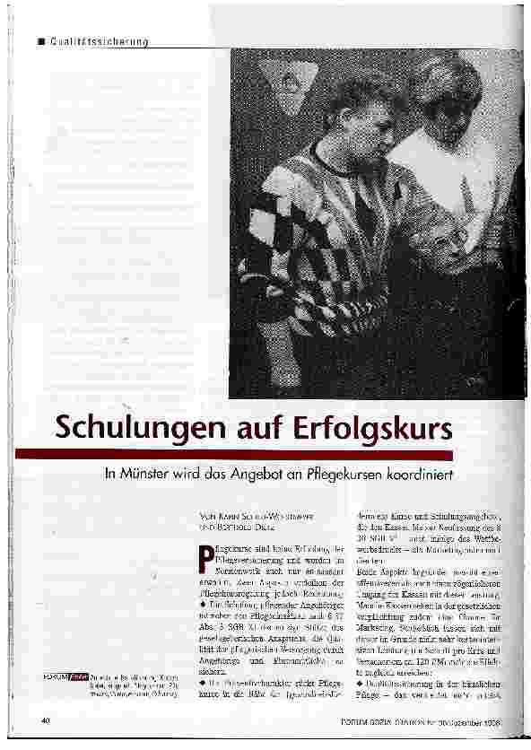 Vorschauseite 1: Schulungen auf Erfolgskurs In Münster wird das Angebot an Pflegekursen koordiniert