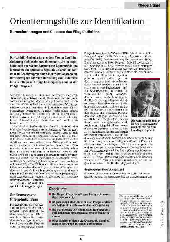 Vorschauseite 1: Orientierungshilfe zur Identifikation Herausforderungen und Chancen des Pflegeleitbildes