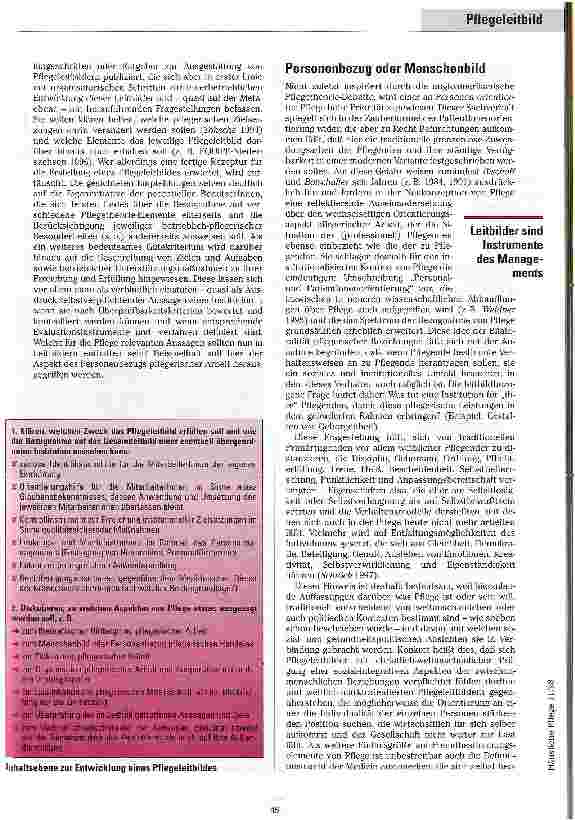 Vorschauseite 3: Orientierungshilfe zur Identifikation Herausforderungen und Chancen des Pflegeleitbildes