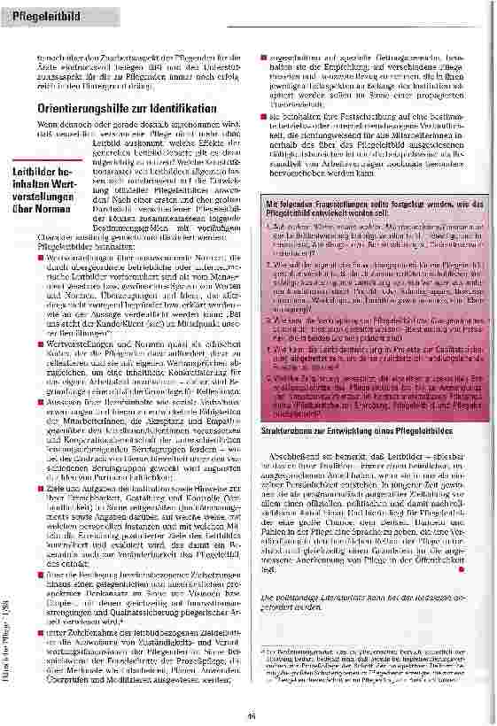Vorschauseite 4: Orientierungshilfe zur Identifikation Herausforderungen und Chancen des Pflegeleitbildes