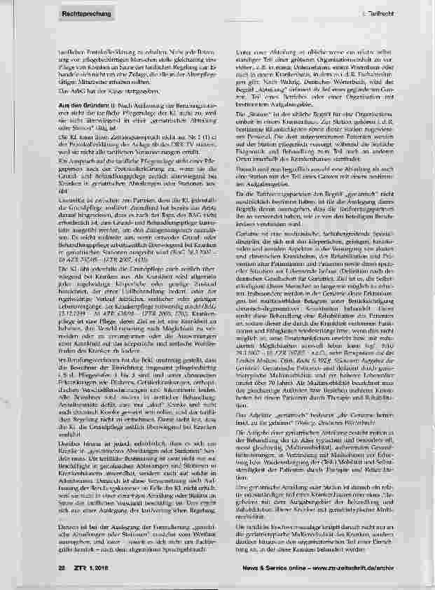 Vorschauseite 2: Zulage für Pflege von Kranken „in geriatrischen Abteilungen und Stationen