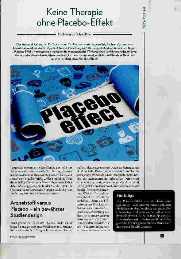 Vorschauseite 1: Keine Therapie ohne Placebo-Effekt
