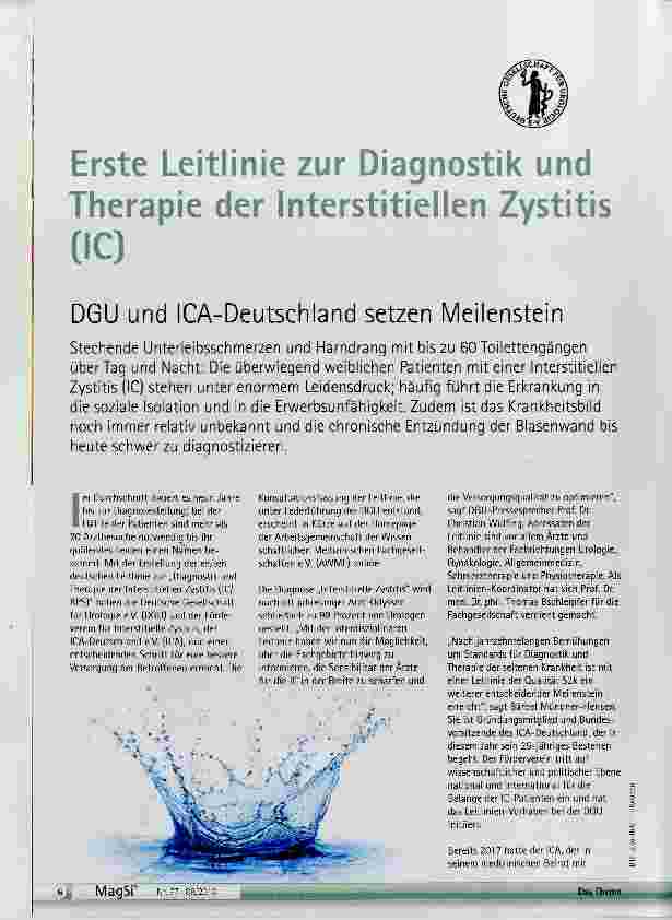 Vorschauseite 1: Erste Leitlinie zur Diagnostik und Therapie der Interstitiellen Zystitis (IC)