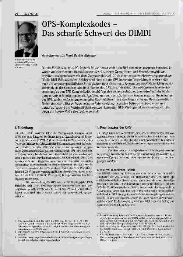 Vorschauseite 1: OPS-Komplexkodes Das scharfe Schwert des DIMDI