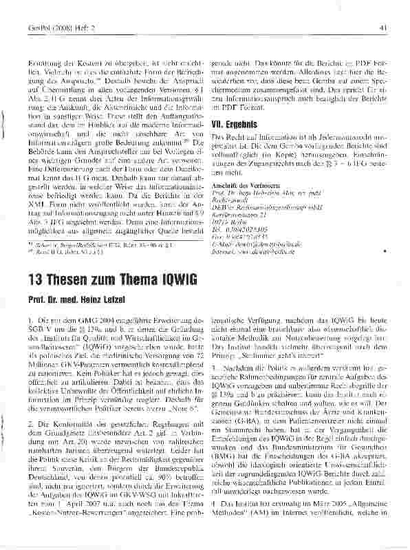 Vorschauseite 6: Gemeinsamer Bundesausschuss verweigert die Informationsfreiheit