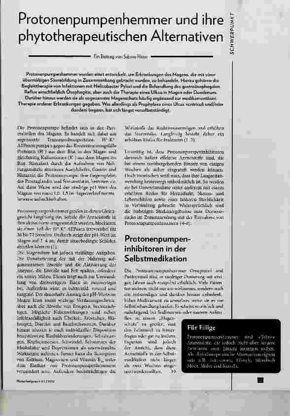 Vorschauseite 1: Protonenpumpenhemmer und ihre phytotherapeutischen Alternativen
