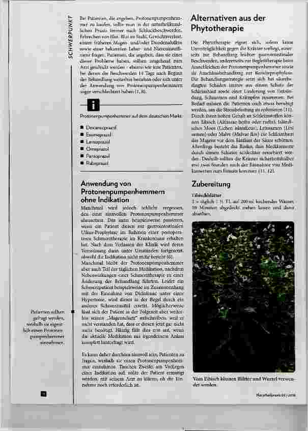 Vorschauseite 2: Protonenpumpenhemmer und ihre phytotherapeutischen Alternativen