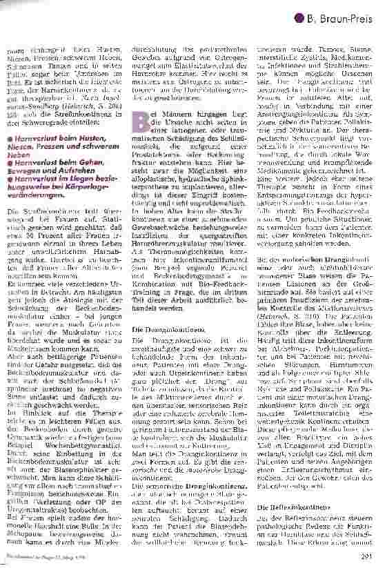 Vorschauseite 2: B. Braun-Preis 1997 Inkontinenz ein Tabu?