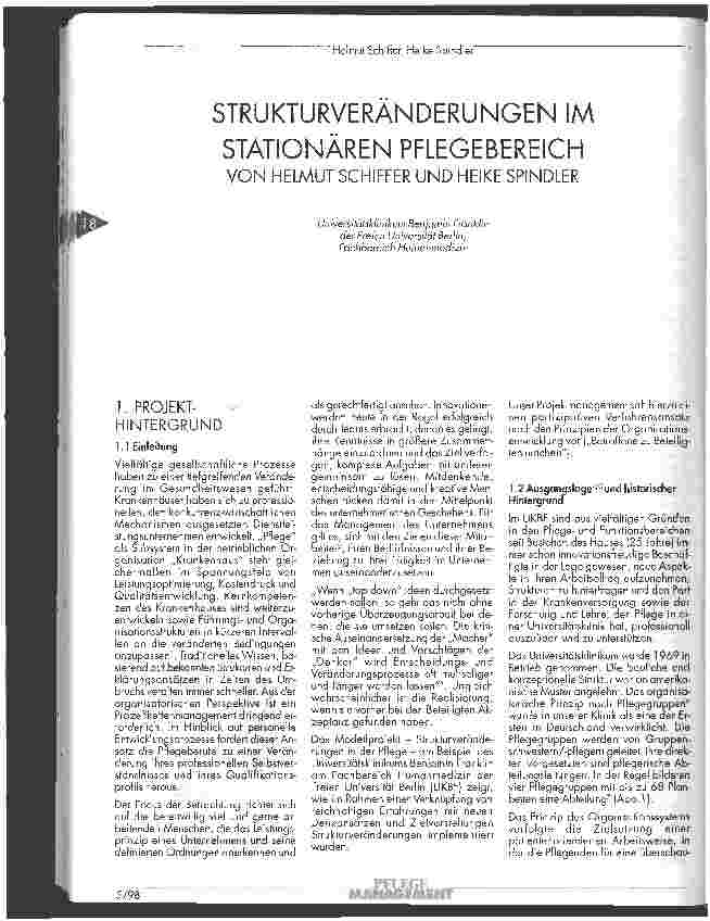 Vorschauseite 1: Strukturveränderungen im stationären Pflegebereich