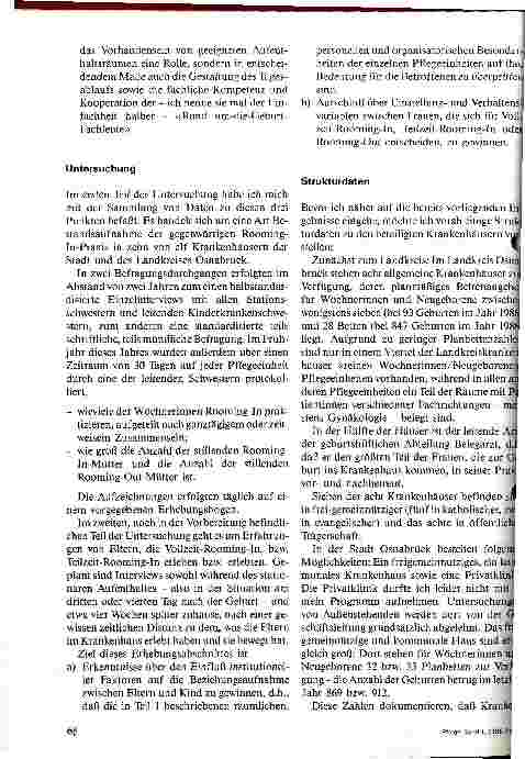 Vorschauseite 2: Zur postnatalen Mutter-Kind-Situation in Krankenhäusern der Stadt und des Landkreises Osnabrück