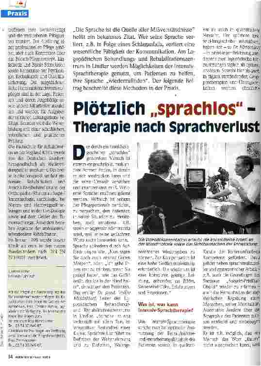 Vorschauseite 1: Plötzlich sprachlos - Therapie nach Sprachverlust