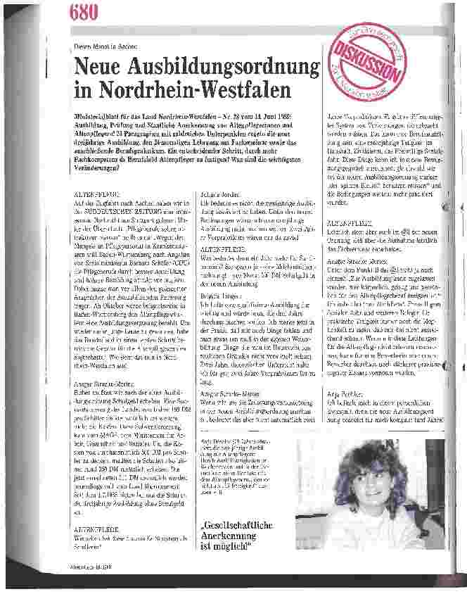 Vorschauseite 1: Diesen Monat in Aachen: Neue Ausbildungsordnung in Nordrhein- Westfalen - Interview mit A.Bechler, B.Jongen, J.Classen u.a.