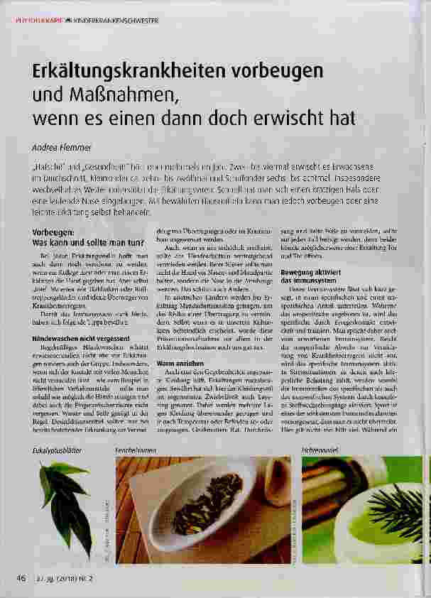 Vorschauseite 1: Erkältungskrankheiten verbeugen und Maßnahmen, wenn es einen dann doch erwischt hat
