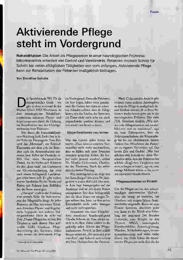 Vorschauseite 2: Aktivierende Pflege steht im Vordergrund
