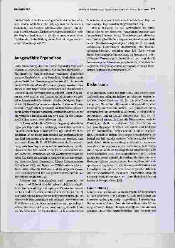 Vorschauseite 2: Regionale Deprivation in Deutschland: Der «German Index of Multiple Deprivation (GIMD)