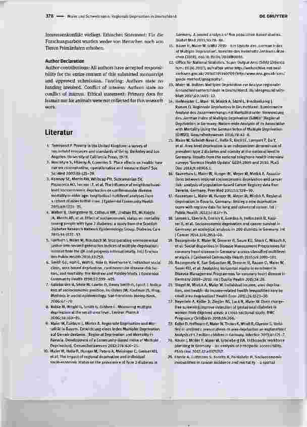 Vorschauseite 3: Regionale Deprivation in Deutschland: Der «German Index of Multiple Deprivation (GIMD)
