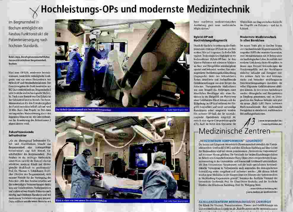 Vorschauseite 1: Hochleistungs-OPs und modernste Medizintechnik