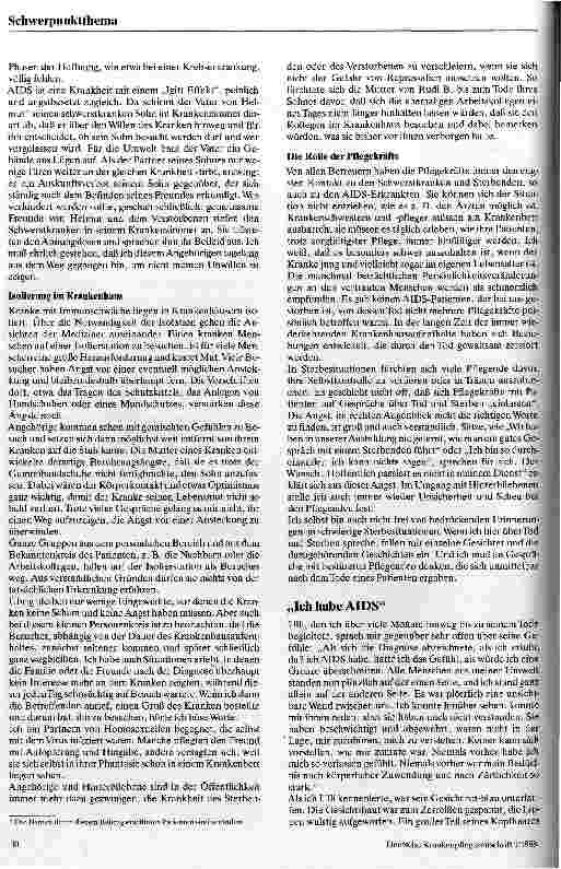 Vorschauseite 2: Begegnung mit sterbenden AIDS-Patienten Möglichkeiten psychosozialer Betreuung Schwerstkranker u. Sterbender