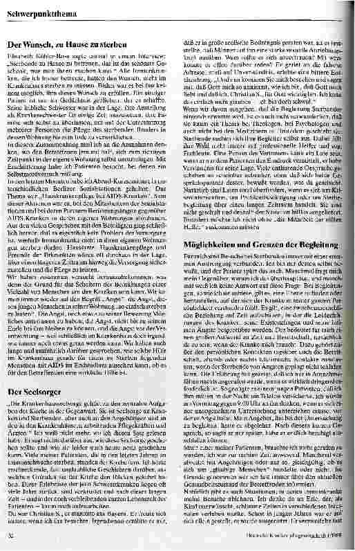 Vorschauseite 4: Begegnung mit sterbenden AIDS-Patienten Möglichkeiten psychosozialer Betreuung Schwerstkranker u. Sterbender