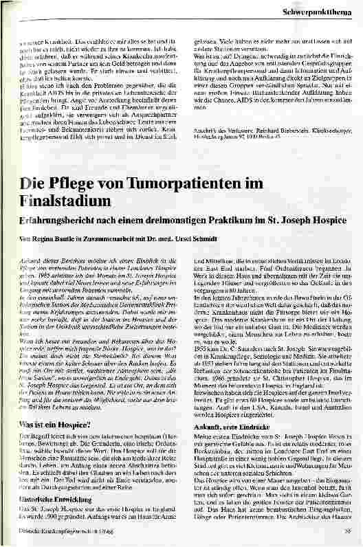 Vorschauseite 5: Begegnung mit sterbenden AIDS-Patienten Möglichkeiten psychosozialer Betreuung Schwerstkranker u. Sterbender