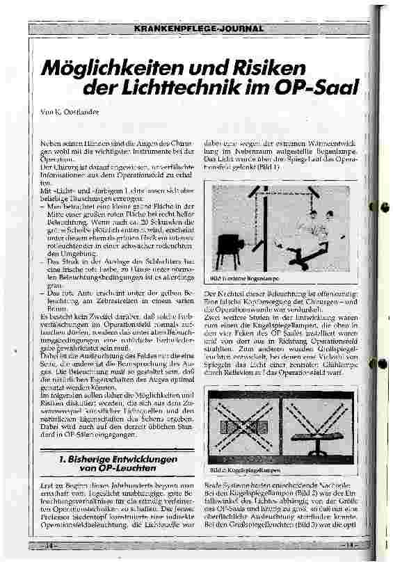 Vorschauseite 1: Möglichkeiten und Risiken der Lichttechnik im OP-Saal